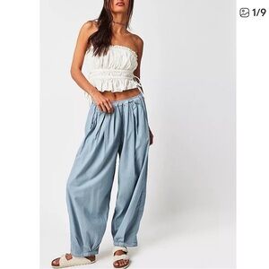 Free People Women's Light Blue Wide-Leg Pants. NWT.